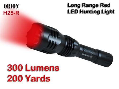 Orion H25-R 200 Yard Red Rechargeable LED Hunting Light with Optional Mounting Kit for Coyote, Fox, and other Varmint Huntings