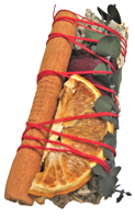 MIX - White Sage with a stick of Cinnamon, Rose Petal, Orange slice and Eucalyptus  Smudge Sticks 4" (Single)