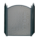 UniFlame Large 3 Fold Black Fireplace Screen with Woven Mesh