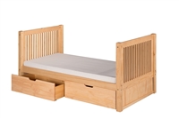 Camaflexi Full Size Platform Bed with Drawers - Tall, Mission Style - Natural Finish - Planet Bunk Bed