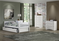 Expanditure Twin Bed With Twin Trundle- Mission Headboard - White