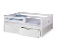 Expanditure Day Bed with Guard Rail & Drawers- Mission Style - White