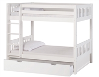 High Bunk Bed - With Conversion Kit & Trundle - Mission Style - White
