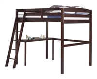 Tribeca Twin High Loft Bed with Desk Cappuccino