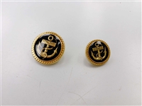 Blazer Button 115 - 2 Sizes (Golden Anchor on Black Background) - in Pack