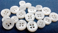 3mm Thickness Bevel Shape Mother of Pearl (MOP) Buttons, 4-Hole, White