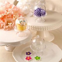 Display mini cupcakes or candies in these affordable Mini Acrylic Cake Stands at your wedding reception, birthday party or other special event | Nuptial Necessities