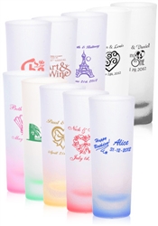 Personalized Affordable Colored Frosted Shooter Glass Wedding Favor | Nuptial Necessities