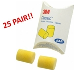 3M EAR Classic Uncorded Foam Pillow Pack 310-1001 - 25 Total Pair