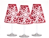 Holiday Snowflake White Wine Glass Shades - Set of 6 by di Potter merlot red white flocked paper vellum sits on a wine glass with a flameless tea light