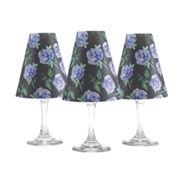 Set of 6 coordinating floral periwinkle blue pattern translucent paper white wine glass shades.  Ready to assemble.   Made in the USA.