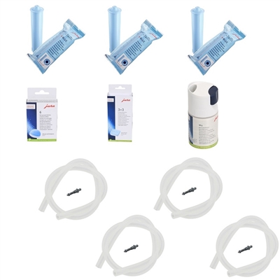Jura A-C-E-F-ENA Cleaning Product & Milk Tube Care Kit | Blue Clearyl Filter