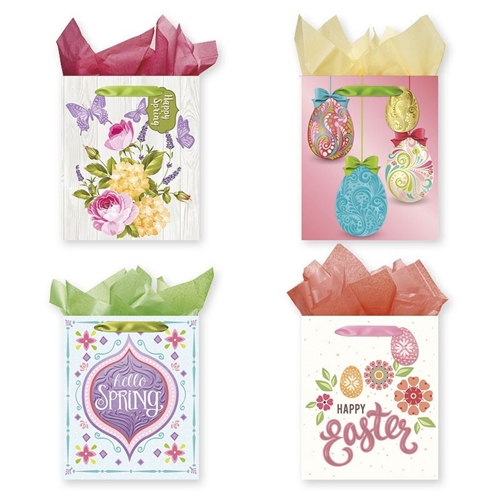 Large Heavy Embossed Easter Gift Bags, Set Of 4