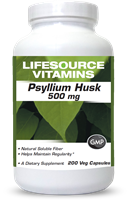 Psyllium Husk 500 mg - 200 Capsules VALUE SIZE