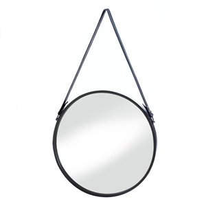 Hanging Wall Mirror With Faux Leather Strap