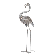 Silver And Pink Standing Tall Flamingo Statue