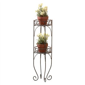 Verdigris-style finish Two Tier Plant Stand