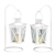 White Metal Railroad Candle Lanterns w/Stands 1 pair
