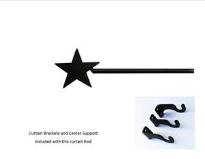 Star Curtain Rod - 113 In. to 130 In. XL (Hardware is INCLUDED)