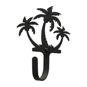 Triple Palm Trees Black Metal Wall Hook -Small