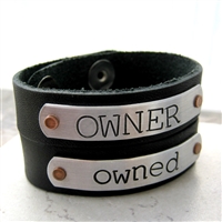 Owner / Owned Leather Cuff Bracelets - Set of 2