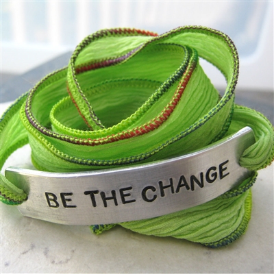 Be The Change Bracelet, silk ribbon wrap