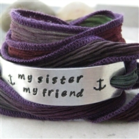 Sister's Bracelet, My Sister, My Friend, Silk Ribbon Wrap