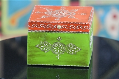 Wooden Jewelry Box (Orange and Green)