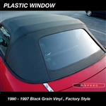BLACK VINYL - Robbins Convertible Top,  Zippered Plastic Window, Factory Style Miata 1990 - 1997