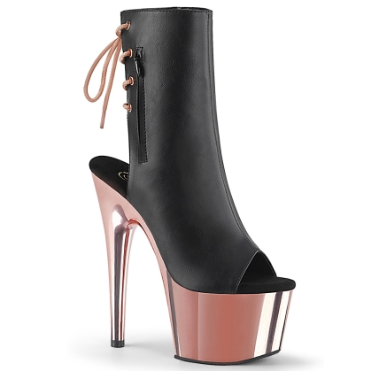 adore 1018 black faux leather rose gold chrome