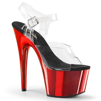Red Chrome Clear Ankle Strap Platform Shoe
