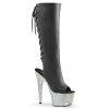 knee high boots black faux leather silver ab rs
