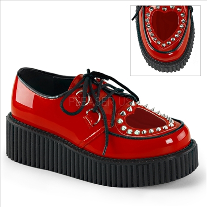 red d-ring lace creeper shoes