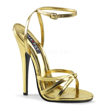 Gold Metallic Stiletto Heel Strappy Sandal
