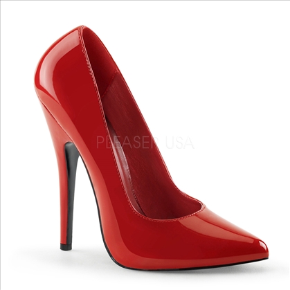 classic pump shiny red patent pointed toe shoe
