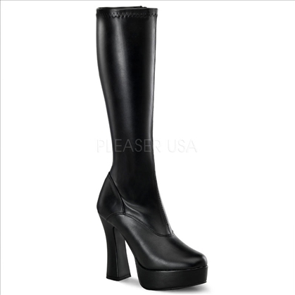 matte black knee-high side zipper platform exotic dance boots