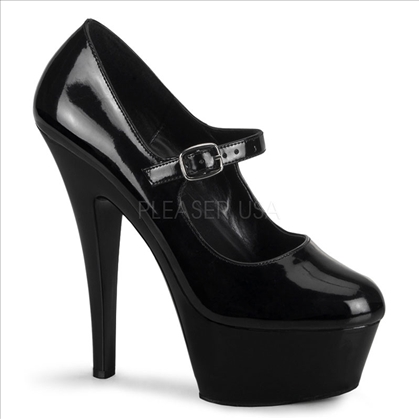 Contemporary 6 Inch Heel Black Patent Sex Shoe