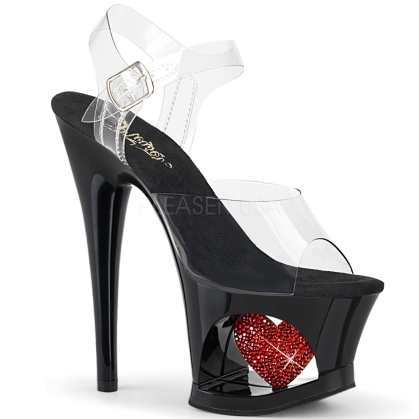 MOON-708HRS 7 inch Heel Black Cut-Out Red Heart