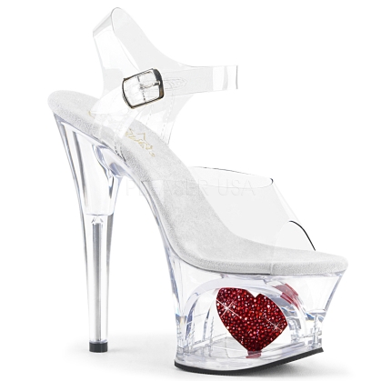 MOON-708HRS 7 inch Heel Clear Cut-Out Red Heart