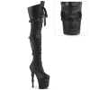 thigh high boots black stretch. faux leather black