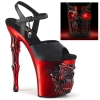 8inch heel black faux leather satin red chrome
