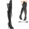 thigh high boots black stretch. faux leather