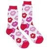 Red and Pink Lips Crew Socks