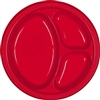 RED DIVIDED PLASTIC PLATES 10.25in.-20 CT
