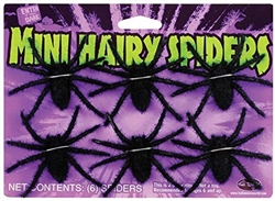 Hairy Spiders Mini Decorations 6 Pack