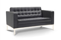 Piazza - Black Leather Love Seat