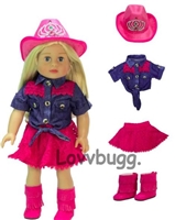 Hot Pink and Denim Cowgirl with Hat