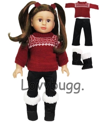 Wine Sweater Set with Boots
