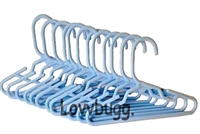 Dozen Blue Tube Hangers for American Girl or Boy 18 inch or Baby Doll Clothes Storage Accessory