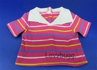 Hot Pink Striped Polo T-Shirt